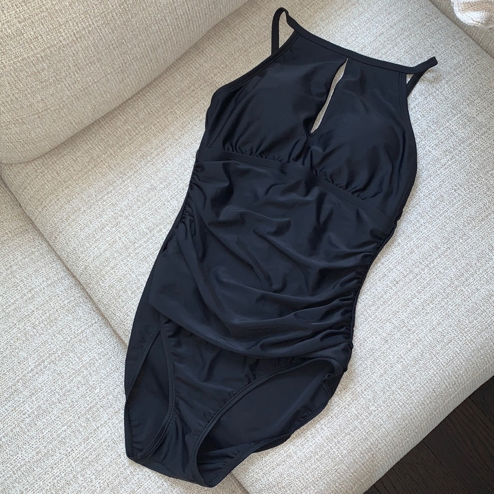 NWOT black tummy control one piece bathing suit
